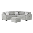Global Furniure U9401 Sofa Bed Sectional with Ottoman & Pillows in Nickel