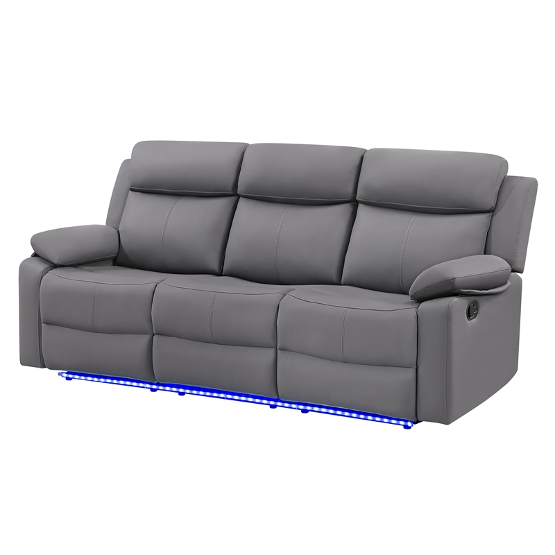 Global Furniure U6026 PU 46A Reclining Sofa with LED in Gray