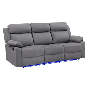 Global Furniure U6026 PU 46A Reclining Sofa with LED in Gray