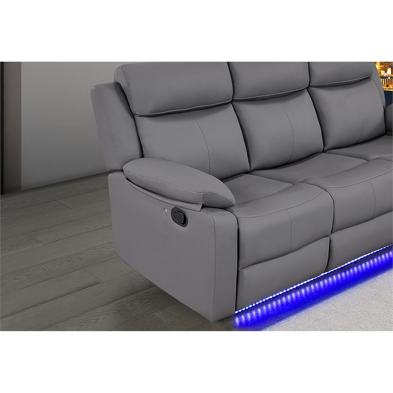 Global Furniure U6026 PU 46A Reclining Sofa with LED in Gray