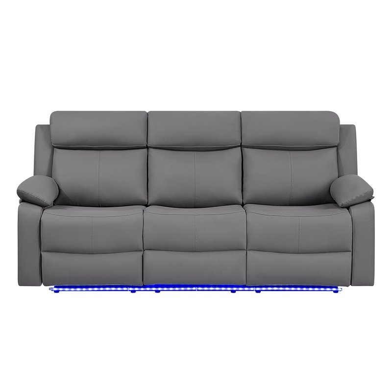 Global Furniure U6026 PU 46A Reclining Sofa with LED in Gray