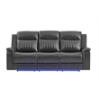 Global Furniure U8879 Power Recliner Sofa W/LED & Global SS in Charcoal