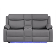 Global Furniure U6026 PU 46A Reclining Loveseat with LED and SPKR in Gray