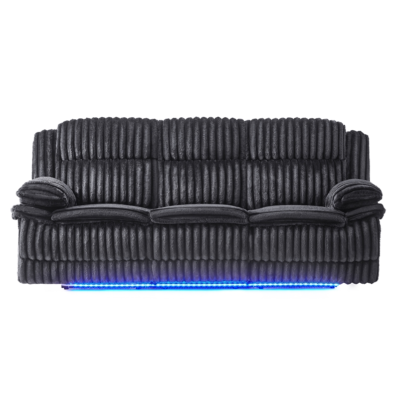 Global Furniure U8686 Power Recliner Sofa w Drawer & Drop Table in Black