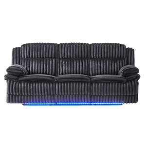 Global Furniure U8686 Power Recliner Sofa w Drawer & Drop Table in Black