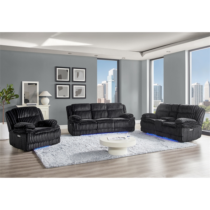 Global Furniure U8686 Power Reclining with LED in Black