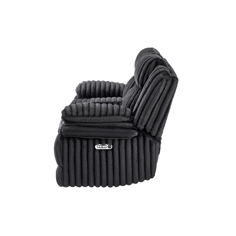 Global Furniure U8686 Power Console Recliner Loveseat w LED&Drawer in Black