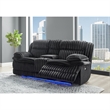Global Furniure U8686 Power Console Recliner Loveseat w LED&Drawer in Black