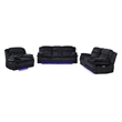 Global Furniure U8686 Power Console Recliner Loveseat w LED&Drawer in Black
