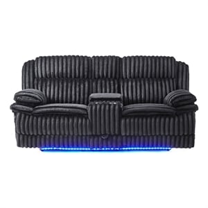 Global Furniure U8686 Power Console Recliner Loveseat w LED&Drawer in Black