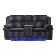 Global Furniure U8686 Power Console Recliner Loveseat w LED&Drawer in Black