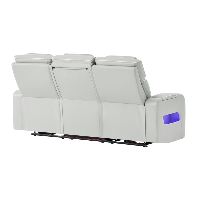 Global Furniure U8611 Power Recliner Sofa with PHR & LED in Blanche Silver