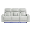 Global Furniure U8611 Power Recliner Sofa with PHR & LED in Blanche Silver