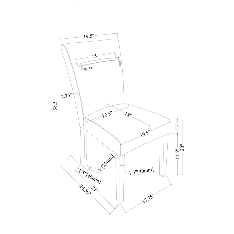 Global Furniure D2502 Dining Chairs in Black (2 Piece)