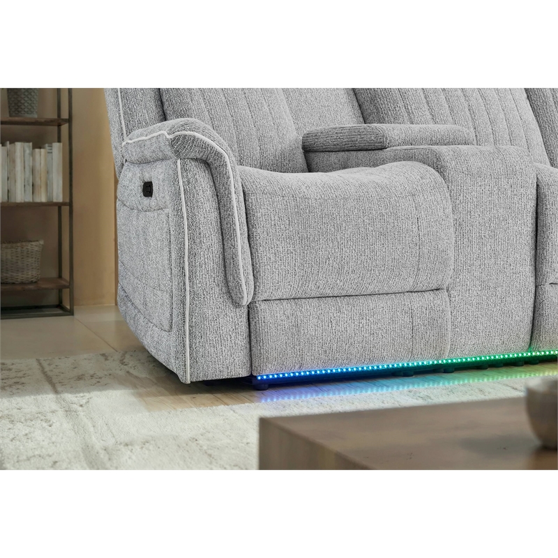 Global Furniure U8879 1 Power Pushback Sectional with LED&Global SS in Gray