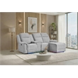 Global Furniure U8879 1 Power Pushback Sectional with LED&Global SS in Gray