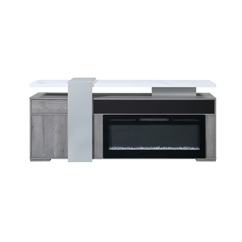 global furniure zoro 76&quot entertainment unit with bluetooth speaker in gray