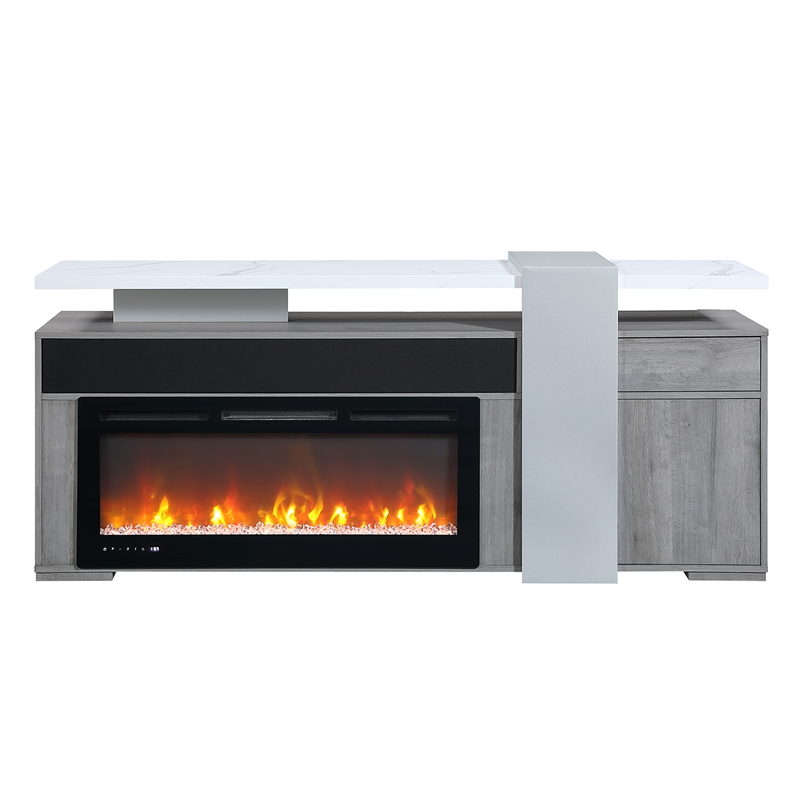 global furniure zoro 76&quot entertainment unit with bluetooth speaker in gray