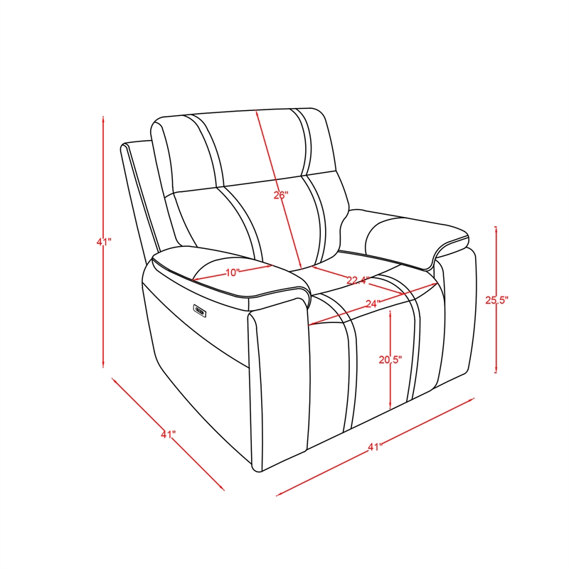 Global Furniture U8880 Leather Power Reclining in Black