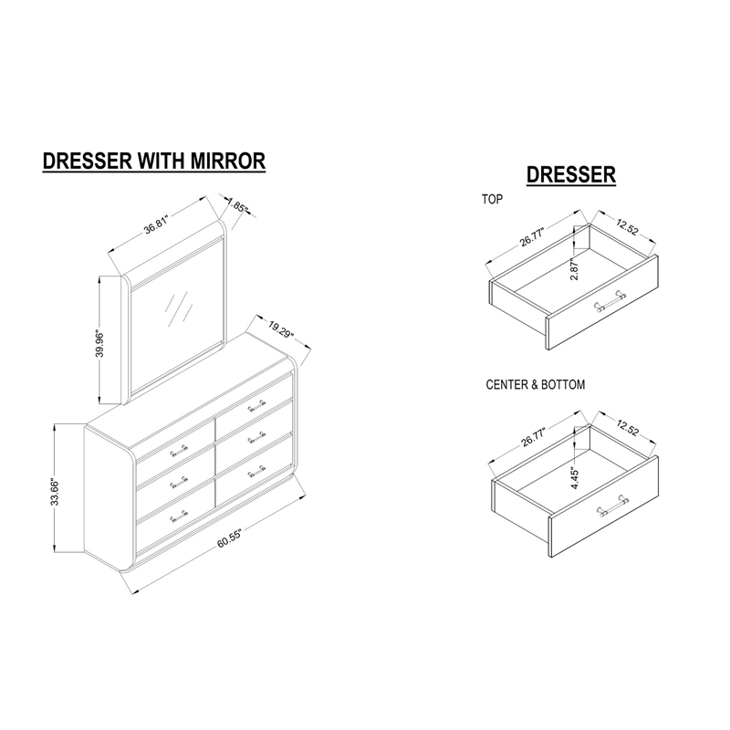 Global Furniure Genesis Dresser with LED in Gold