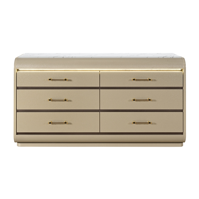 Global Furniure Genesis Dresser with LED in Gold