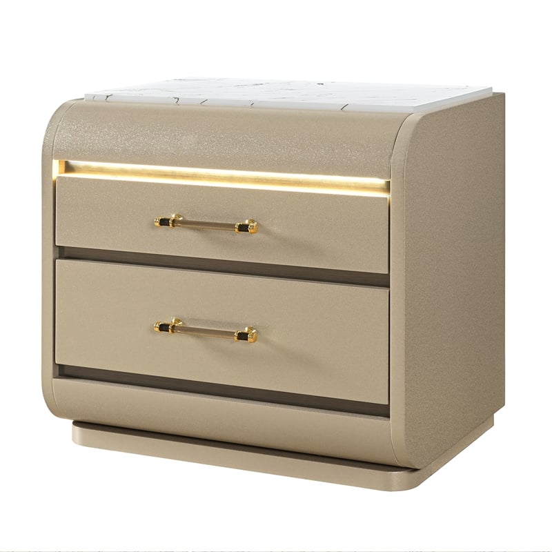 Global Furniure Genesis Nightstand with LED in Gold