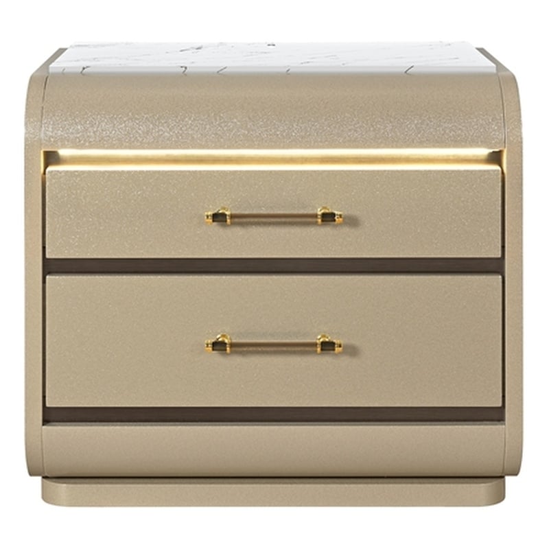 Global Furniure Genesis Nightstand with LED in Gold