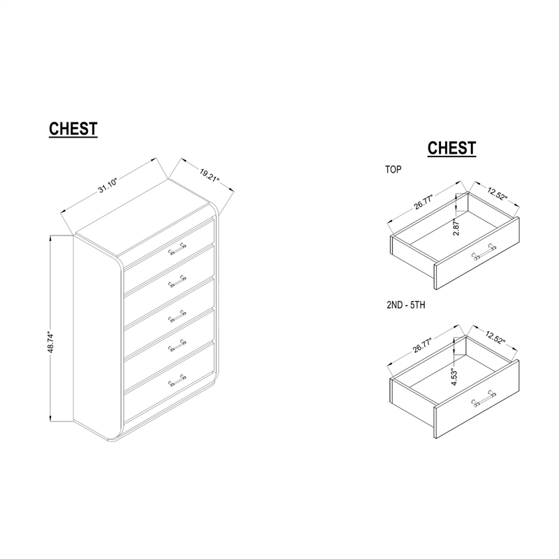 Global Furniure Genesis Chest with LED in Gold