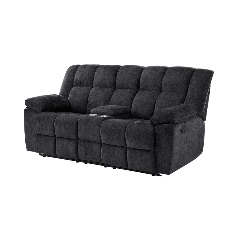 Global Furniure U6000 Console Recliner Loveseat in Black