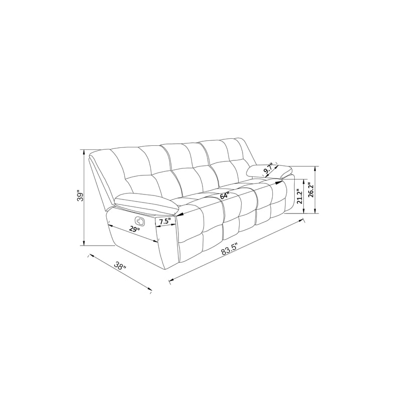 Global Furniure U6000 Console Recliner Loveseat in Black