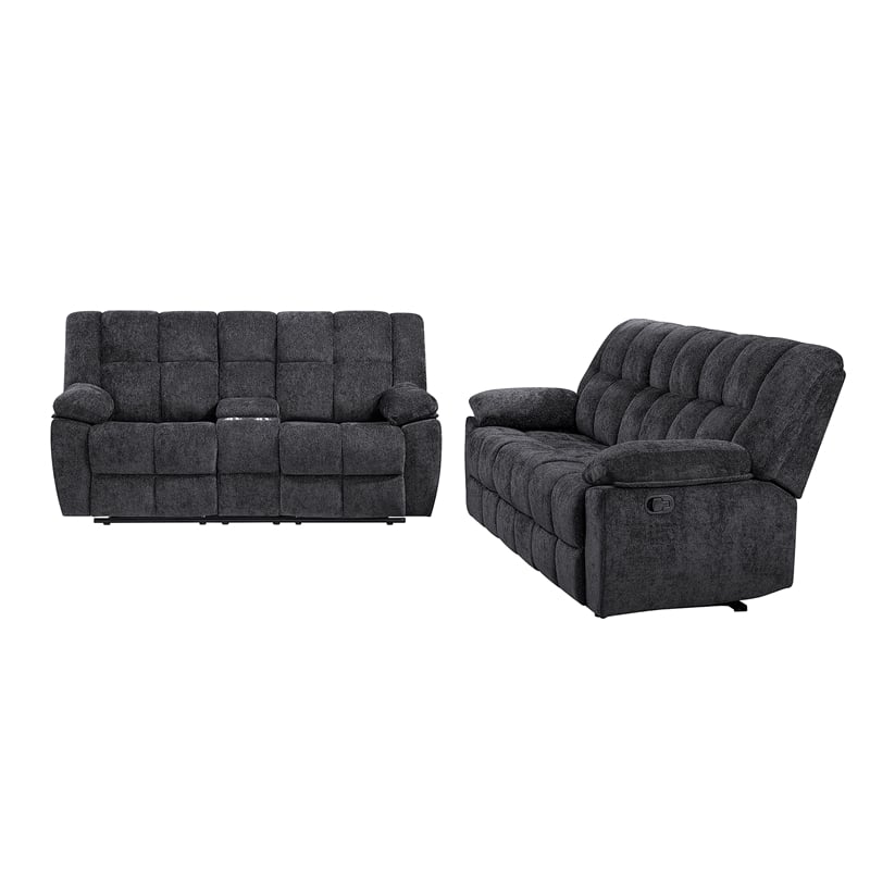 Global Furniure U6000 Console Recliner Loveseat in Black