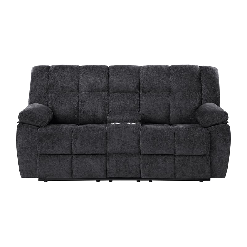 Global Furniure U6000 Console Recliner Loveseat in Black
