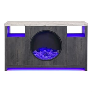 Global Furniure Nyla 60&quot Entertainment Unit with SPKRS and LED in Dark Gray