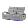Global Furniture U6611 Power Console Recliner Loveseat with LED in Gray