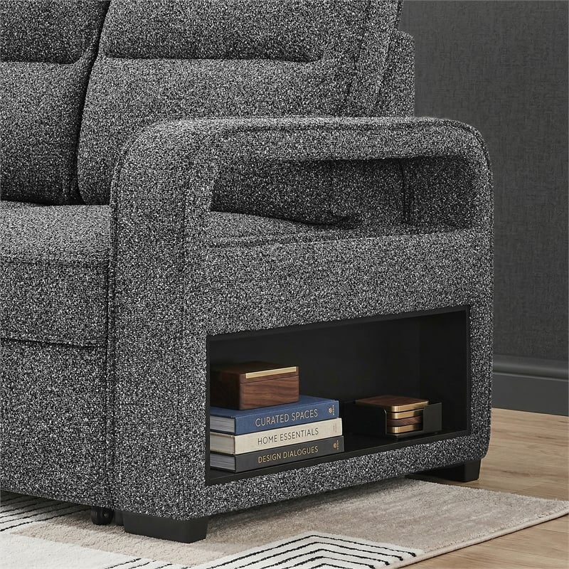 Global Furniture U2601 Convertable Sofa Bed w Drop Table&SPKR in Dark Gray