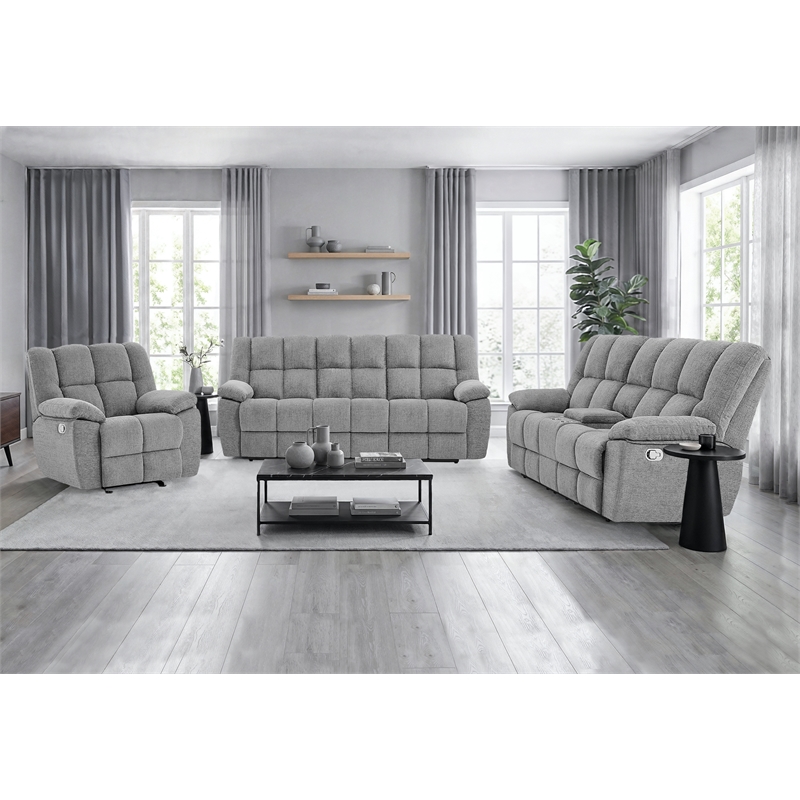Global Furniture U6000 Console Recliner Loveseat in Smoke