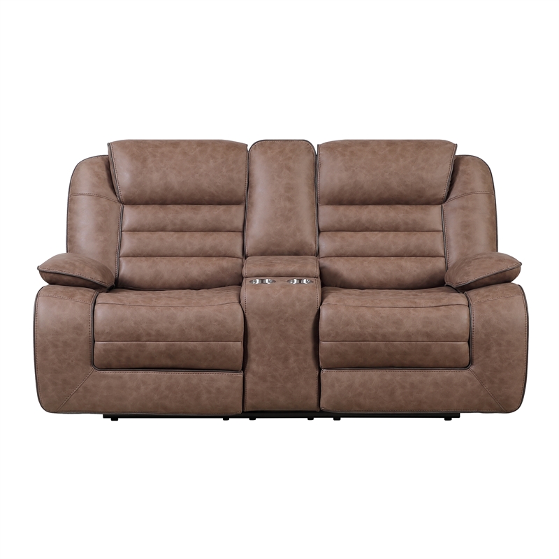 Global Furniure U2250 Console Recliner Loveseat in Brown