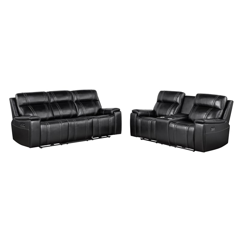U8880 Leather Power Recliner Sofa in Black