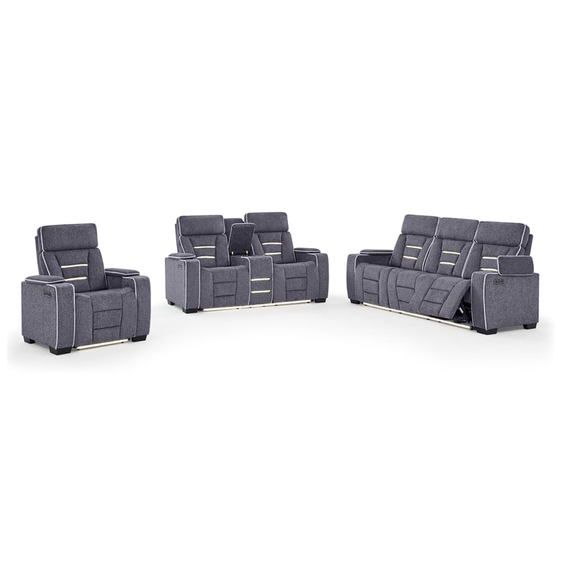 U1895 P2 Reclining Sofa with Immersive SPKR and LED in Gray