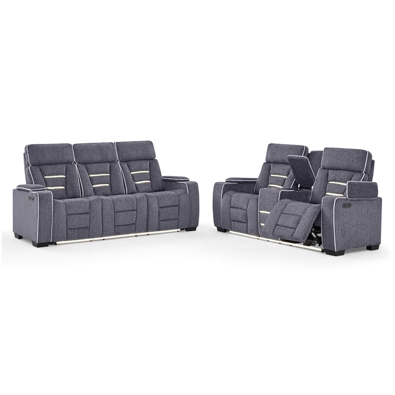 U1895 P2 Reclining Sofa with Immersive SPKR and LED in Gray