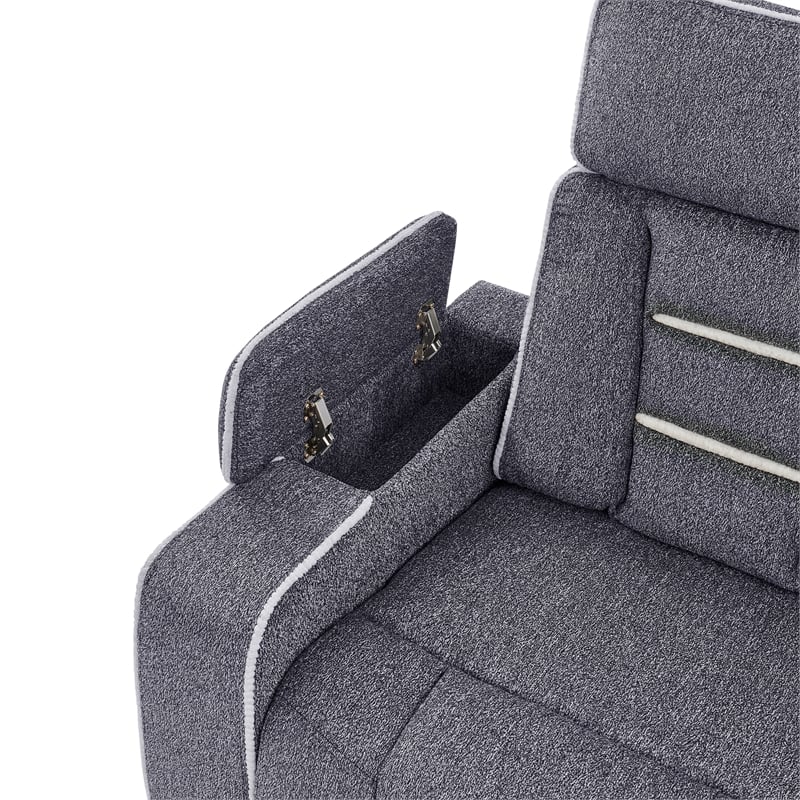 U1895 P2 Reclining Sofa with Immersive SPKR and LED in Gray