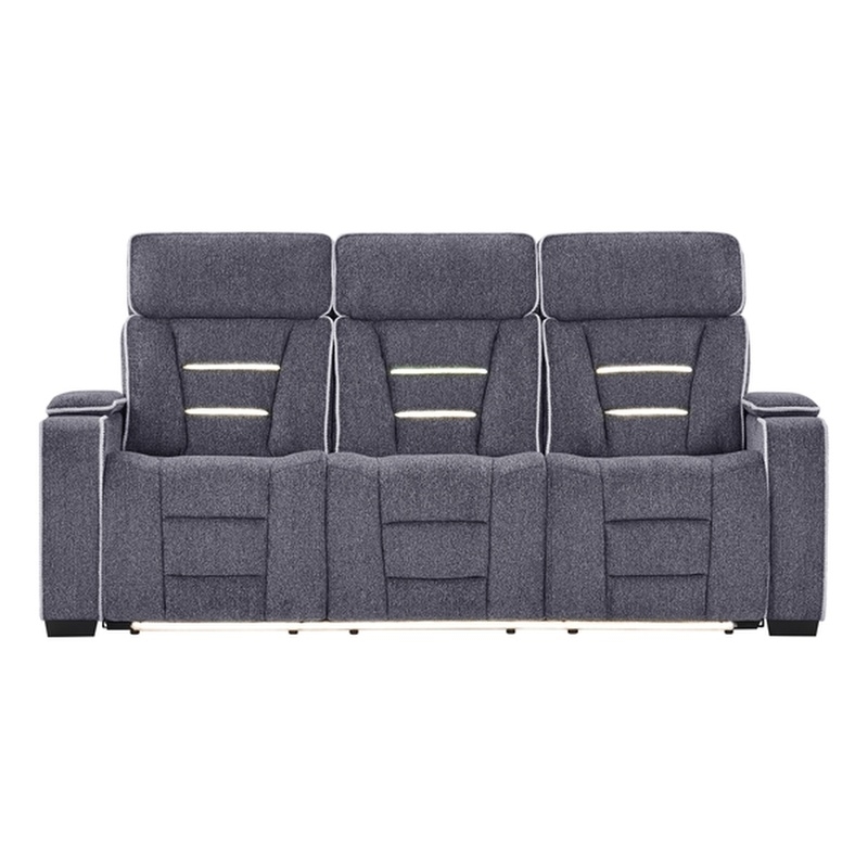 U1895 P2 Reclining Sofa with Immersive SPKR and LED in Gray