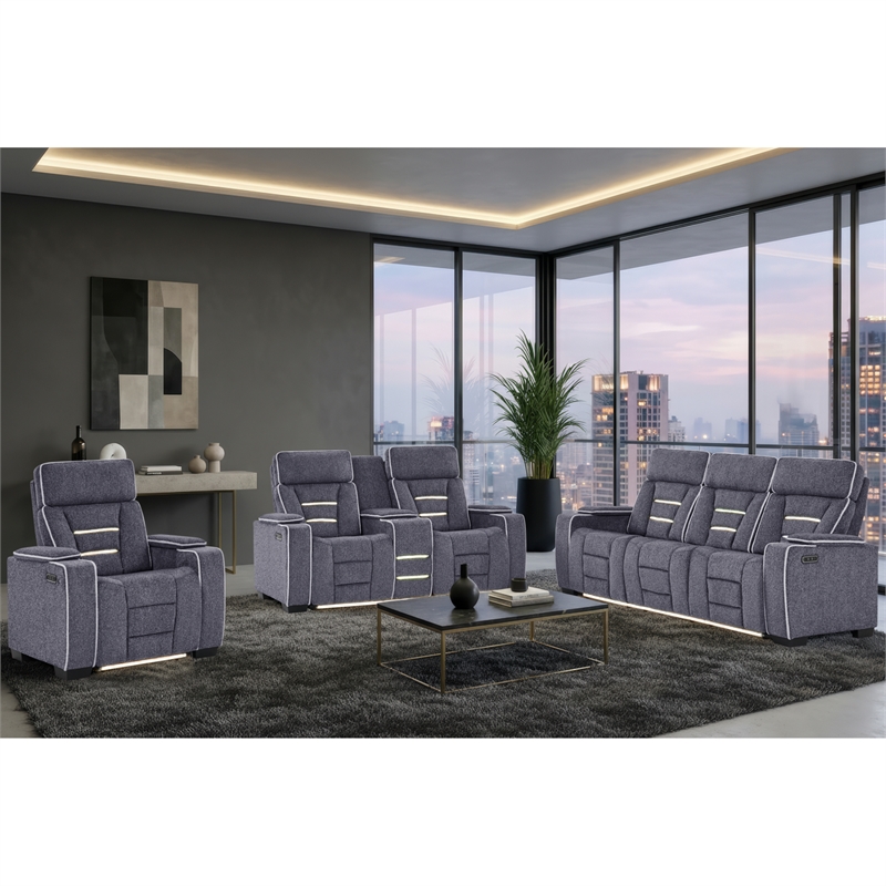 U1895 P2 Reclining Loveseat w Immersive SPKR & LED in Gray