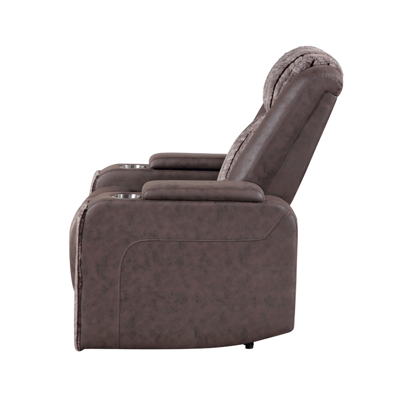 Global Furniure U8000 Power Reclining W/ PWR Headrest & LED LIGHT in Brown
