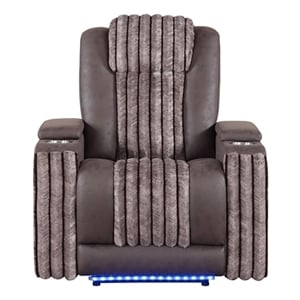 Global Furniure U8000 Power Reclining W/ PWR Headrest & LED LIGHT in Brown