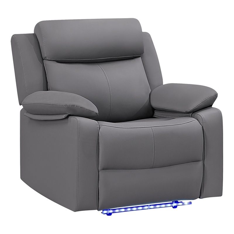 Global Furniure U6026 PU 46A Glider Recliner with LED in Gray