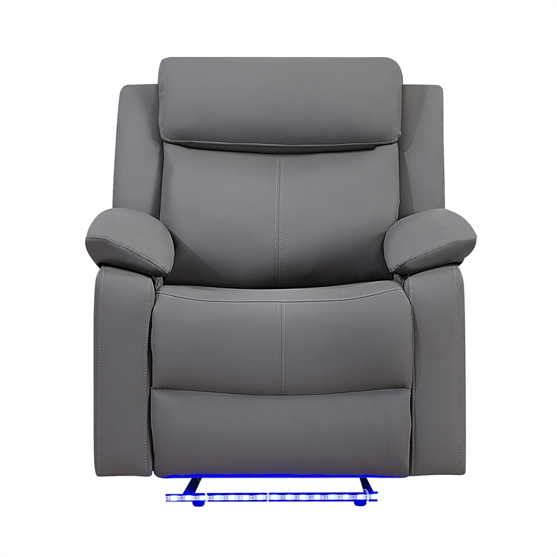 Global Furniure U6026 PU 46A Glider Recliner with LED in Gray