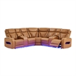 Global Furniure U8611 Sectional with PWR Headrest-LED and SPKR in Camel