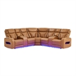 Global Furniure U8611 Sectional with PWR Headrest-LED and SPKR in Camel