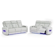 Global Furniure U8611 Power Recliner Loveseat w PHR-LED & SPKR in Blanche